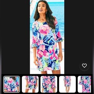 Lilly Pulitzer Tropical Print Dress in Pink and Blue
